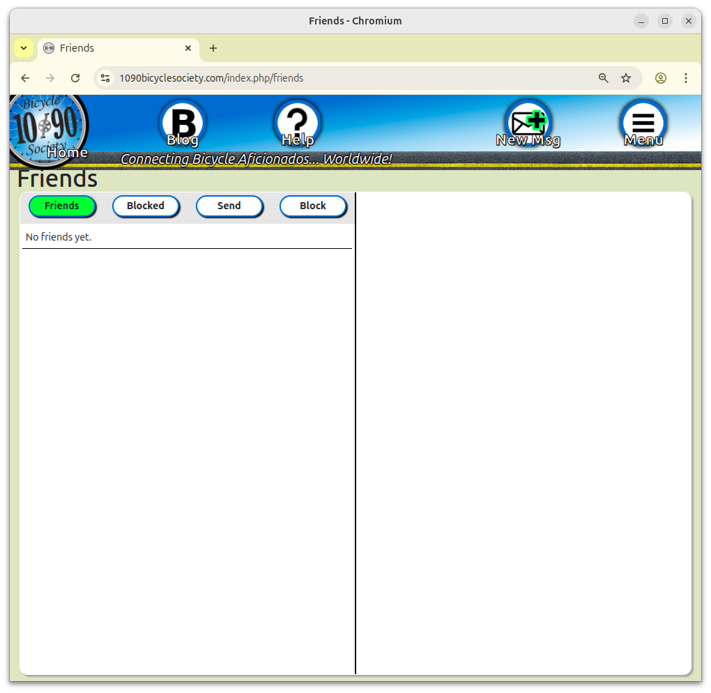 Friends page showing friends and blocked user options